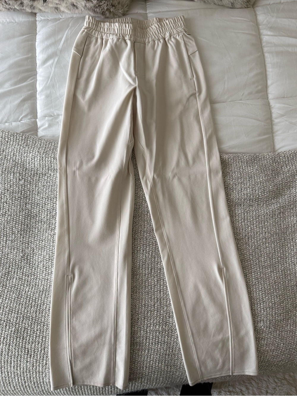 lululemon Cream Elastic-Waist Split Leg Trousers